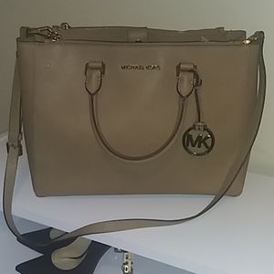 Large Michael Kors Taupe Leather Bag